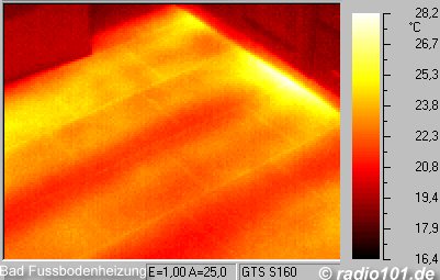 Wrmebild: Fussbodenheizung - Infrarotaufnahme / Wrmebild / Thermografische Aufnahme