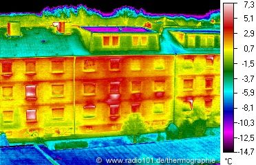 Mehrfamilienhuser (in Jülich)- Infrarotaufnahme / Wärmebild / Thermografische Aufnahme) - Wärmebildkamera: Impac IVN 770P